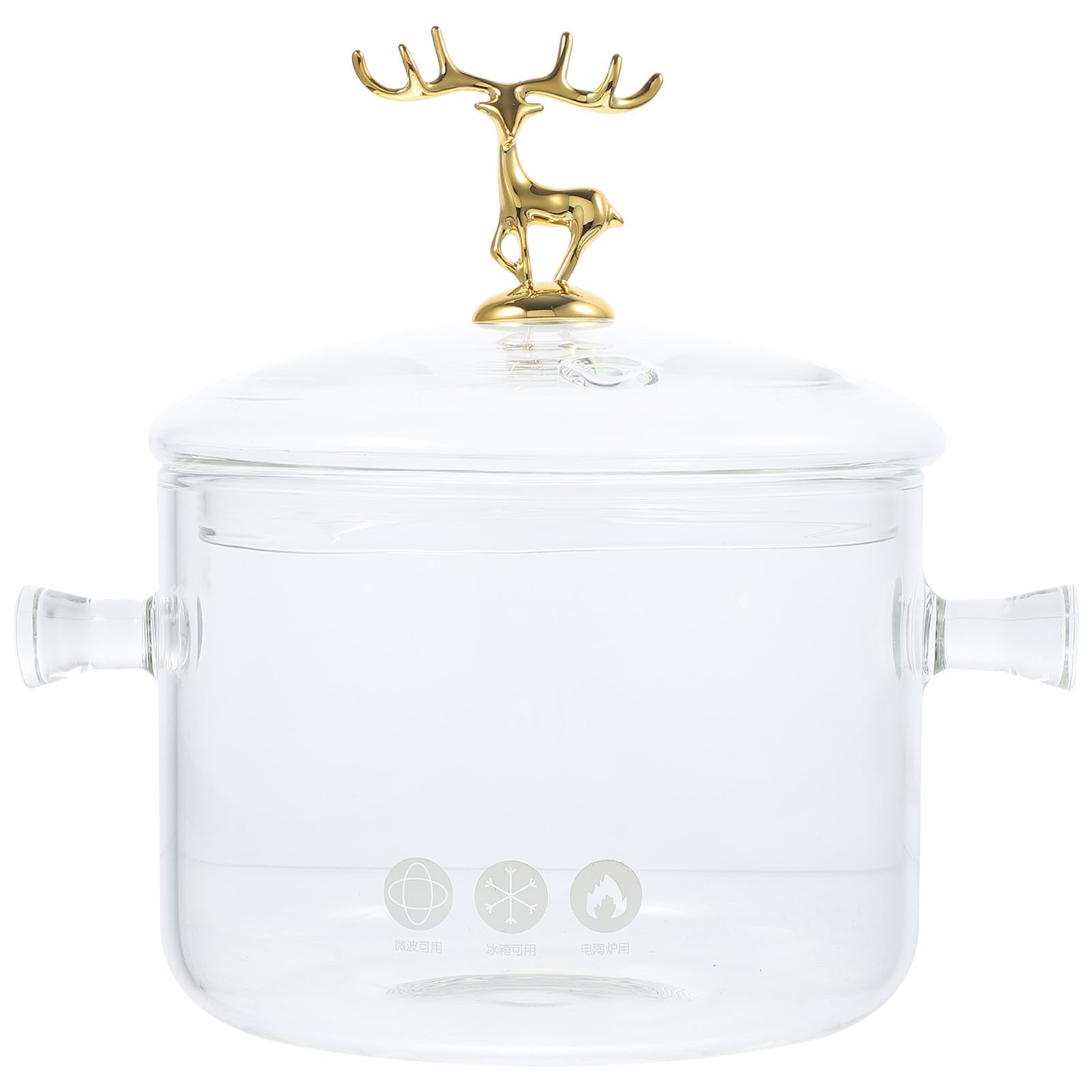 Marmite en verre résistant à la chaleur SECFOU avec couvercle Elk pour ragoût maison
