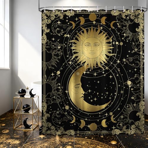 puuiui Small Stall Shower Curtain Rv Sun and Moon Tarot, 36 x 72 Inchs