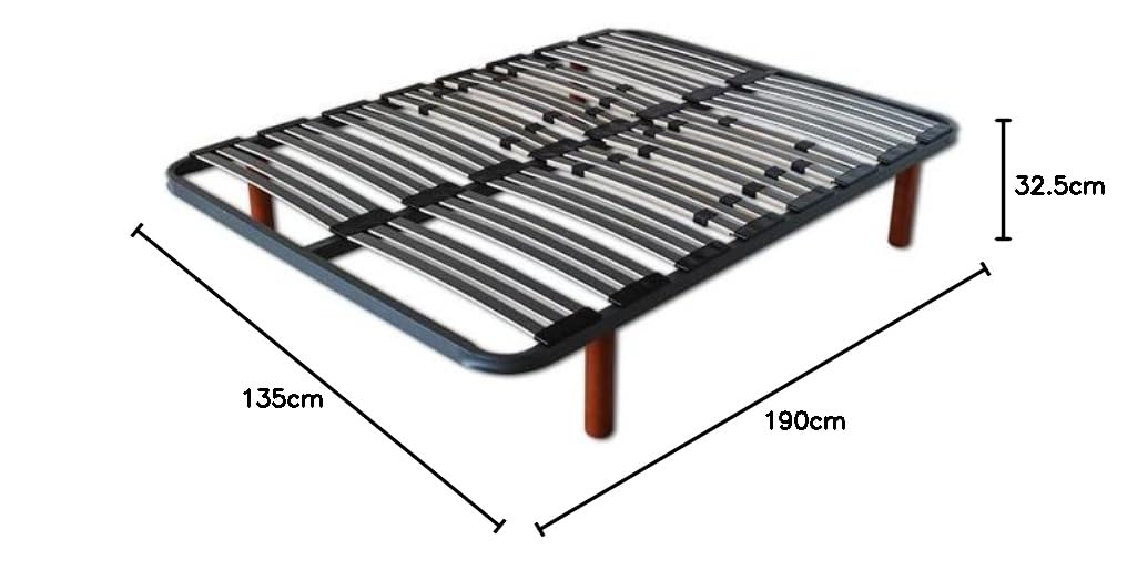 Ventadecolchones - Somier Multiláminas con reguladores de firmeza (5 Patas Madera Incluidas)- Altura de Las Patas 27cm - 135 x190 cm