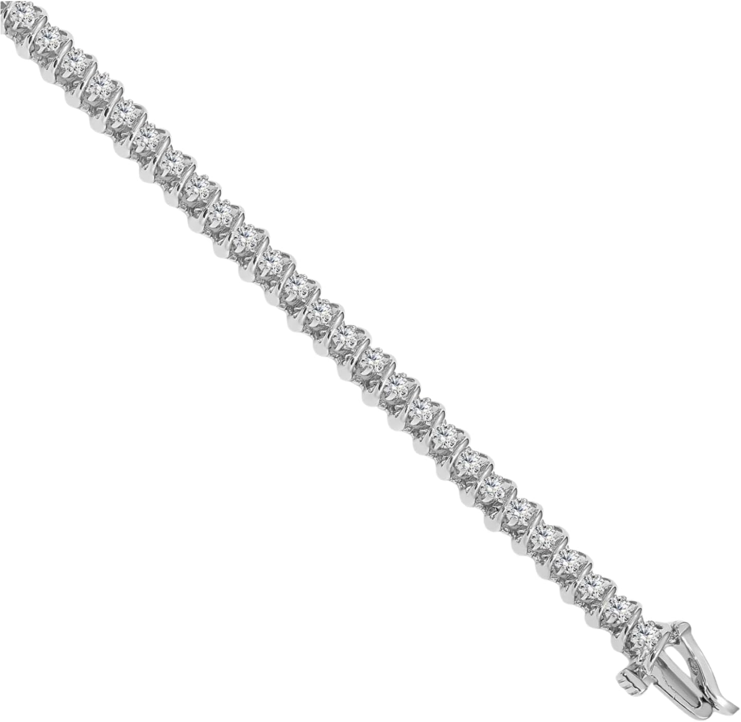 IceCarats 14K Solid White Gold 0.94 carat Lab Diamond Tennis Bracelet 7 inch Round Cut, Polished For Her