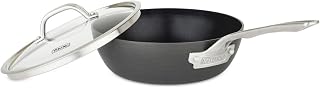 Viking Non Stick Saucier Pan with Glass Lid, 3 Quart Hard Anodized Sauce Cooking Pot, Dishwasher and Oven Safe, Induction Ready, Gray