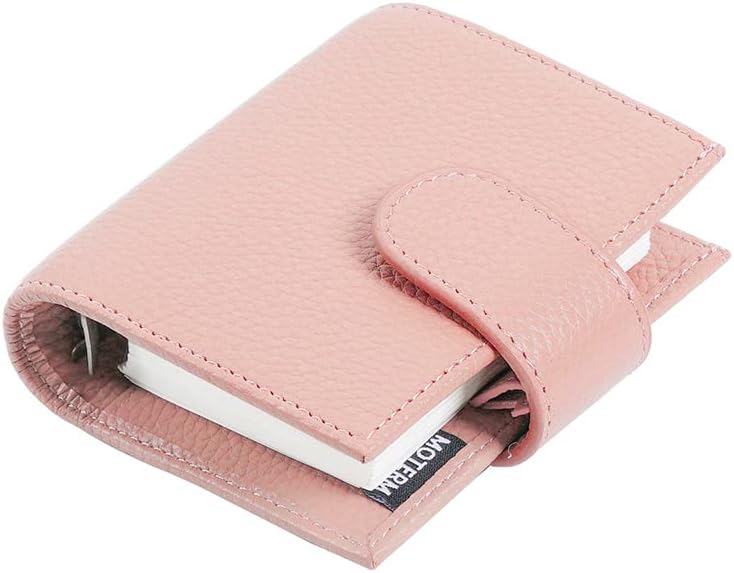 Moterm A9 Regular Rings Planner - Genuine Leather Binder Organizer Wallet (Pebbled-Dusty Rose, 19mm Ring)