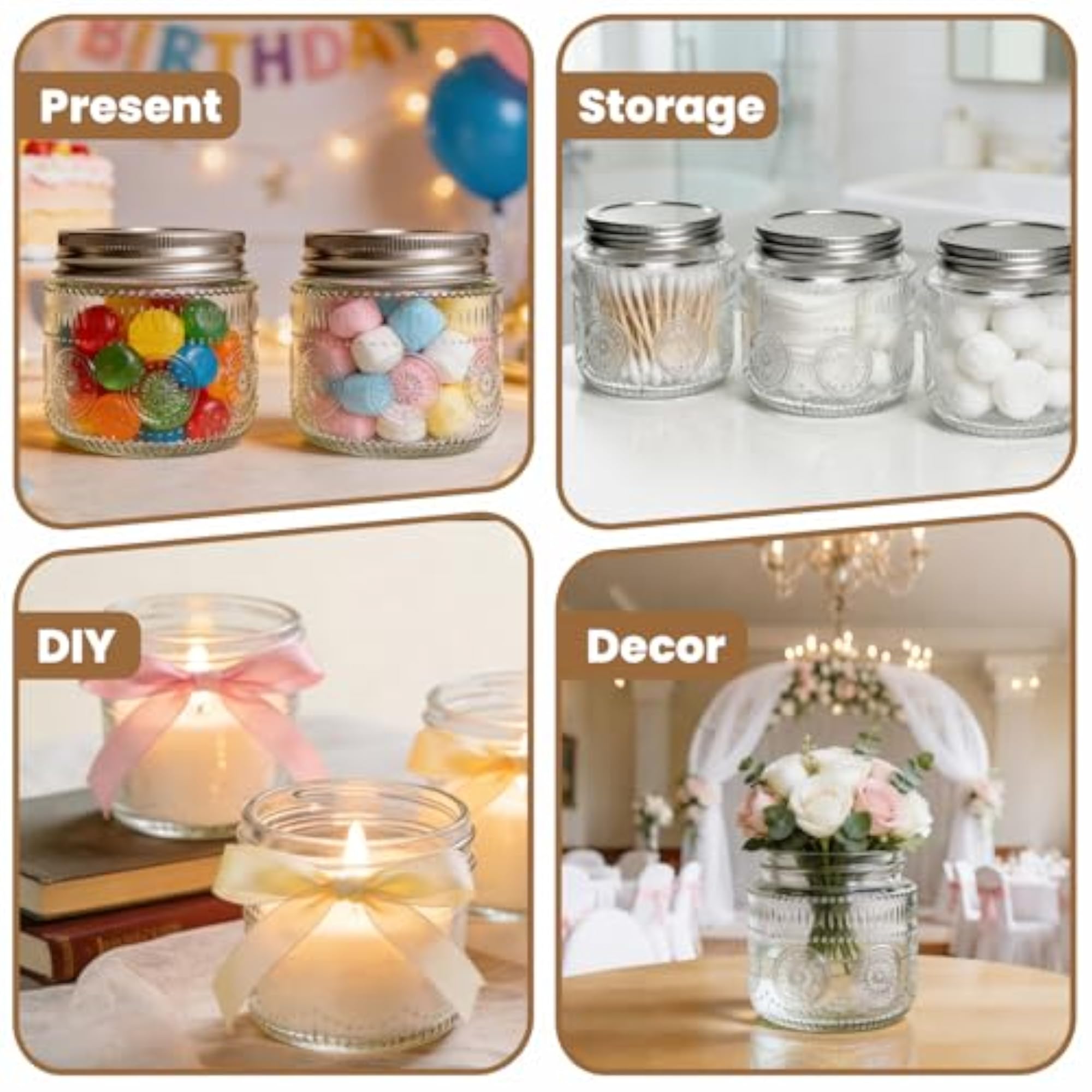 8oz Mason Jars (2 Pack) for Storage
