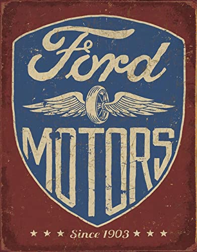 Desperate Enterprises Ford Motors - Since 1903 Tin Sign - Nostalgic Vintage Metal Wall Décor - Made in USA