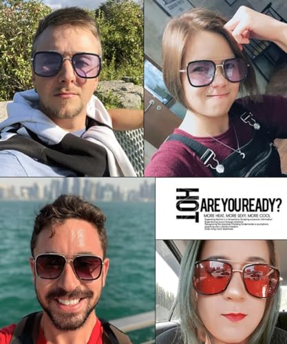 Outray Retro Aviator Sunglasses Square Gold Metal Frame for Men Women Sunglasses Classic Iron Man Tony Stark Shades4