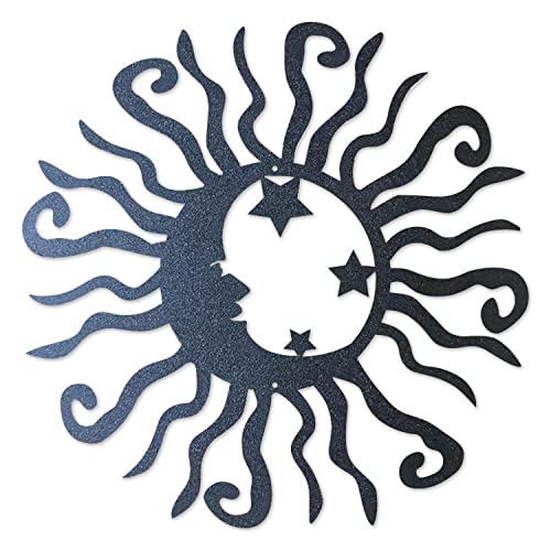 Riverside Designs Wacky Solar Moon Metal Wall Art Steel Outdoor Decor | Heavy-Duty and Waterproof | Made in USA (Black, 12L x 12W)