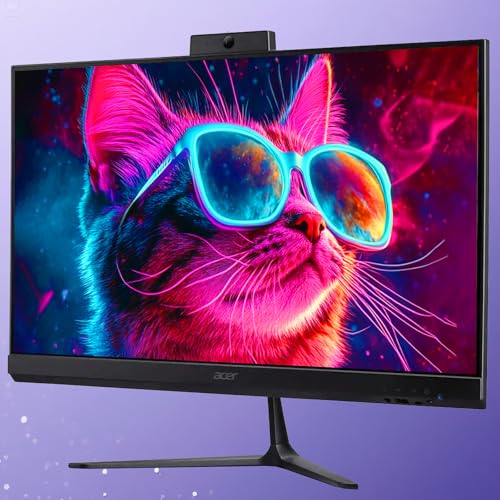 Image of acer 24 inch FHD All-in-One Desktop Computer, 120Hz IPS Display, Intel Core i3-1305U Processor, 8GB RAM, 512GB SSD, Wi-Fi 6, Bluetooth, HDMI, USB Type-C, Windows 11 Pro, Keyboard & Mouse, Black