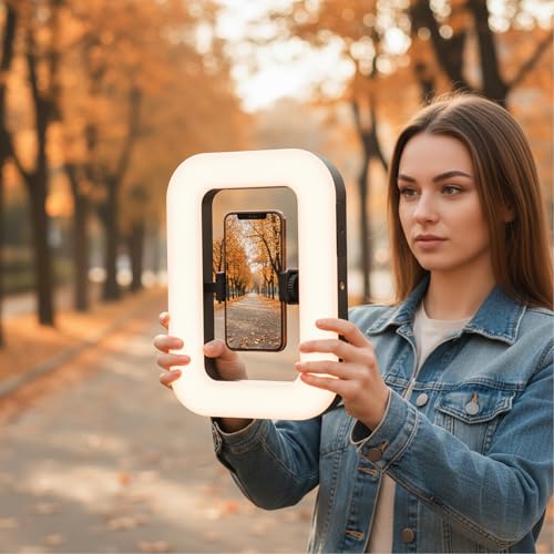 NANBEITONG Phone Light with 47 RGB Colors,Handheld Stabilize Ring Light with 8000mAh, Ring Light for Phone Selfie Recording YouTube and TikTok Content,luz para grabar Smartphone Video Rig