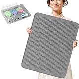 Monster Mat Extra Large Silicone Dish Drying Mat (30'x24') – Heavy Duty & Fast-Drying Silicone Mat - Non-Slip XL Dish Drying Mat For Kitchen Counter - Gray