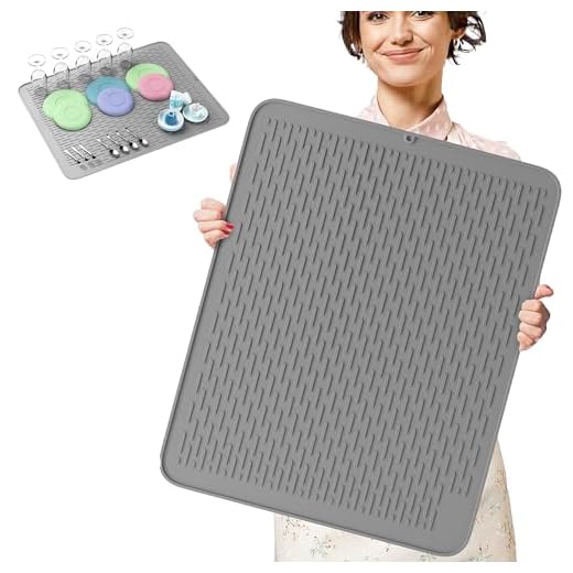 Extra Large (30 inch by 24 inch) heavy duty silicone dish drying mat (Gray, XL - 30"x24")