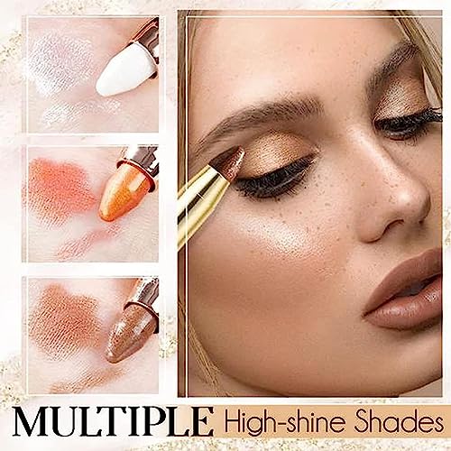 Gleamon Double-Ended Eyeshadow Pencil, 2-In-1 Pearlescent Eyeshadow Makeup Pen, Double Ended Eye Shadow Stick, Highlighter Makeup Stick Eyeshadow, Gleamon 2-In-1 Eyeshadow Pencil (01# High Light White) #TOP4