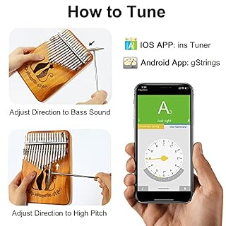 Kalimba 17 Keys Thumb Piano, Portable Finger Piano, Songbook for Beginners, Tuning Hammer, Waterproof Protective Case… – Image 5