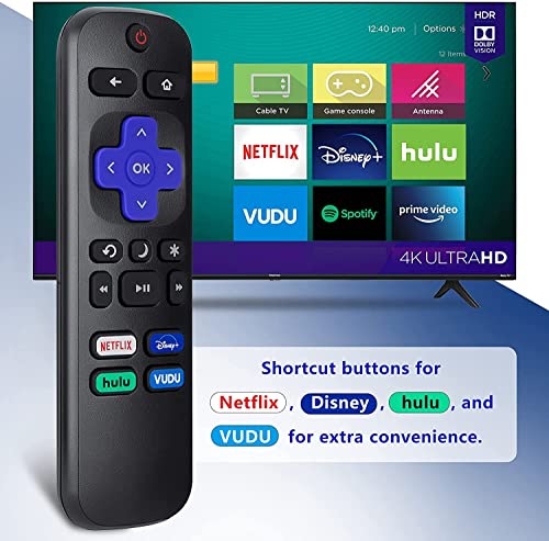 Amtone New Replacement Remote for Hisense ROKU Smart TVs with Netflix Disney Hulu VUDU Keys fits for 50H4 55H4 48H4 40H4 R6070 50R7E 32H4C 32H4D 32H4E 32H4F 40H4C 40H4D 40H4E 43H4D 43H4E 43R7E 50H4D - Thumbnail 4