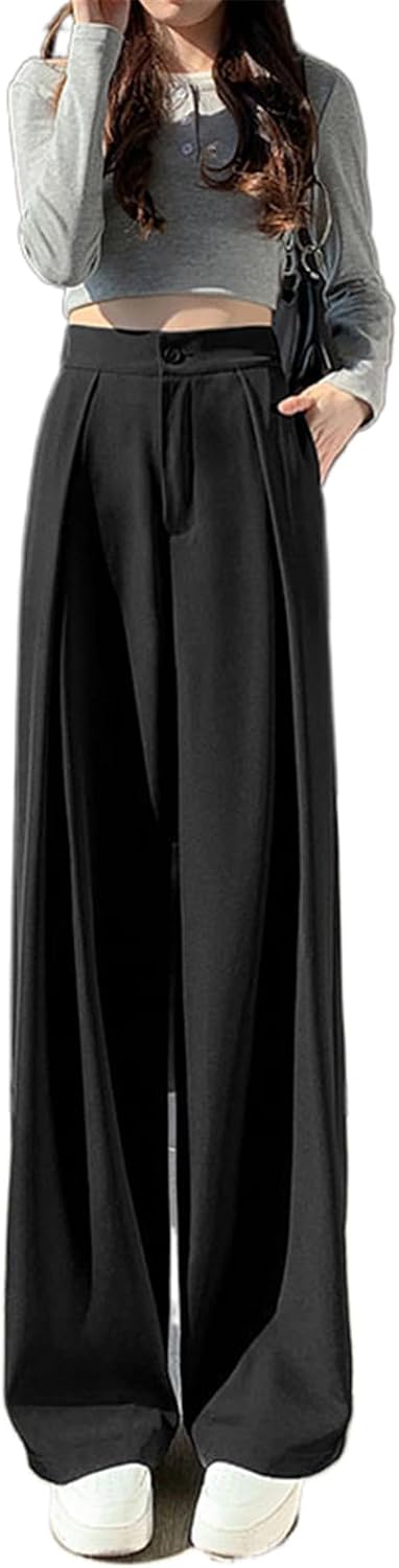 Women's Pants Retro Wide-Leg High-Waisted Suit Trousers