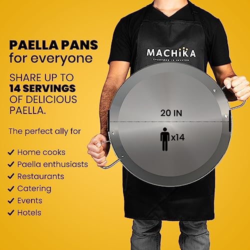 Machika Stainless Steel Pan | Stainless Steel Cookware | Induction Frying Pan For Paella And Rice Recipes | Ideal For Home Cooks, Restaurants & Catering | 14 Servings | 20 Inches | #TOP2
