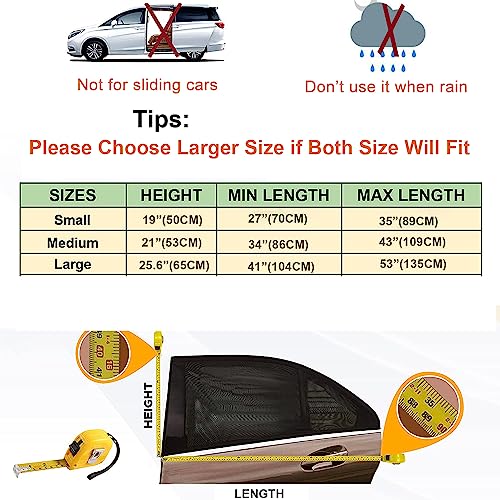 2-Stück Große 105-135CM Autofenster Sonnenschutz Auto, atmungsaktive Mesh-Fensterabdeckung für Camping, Seitenfenster-Bildschirm für Van, Camper, SUV