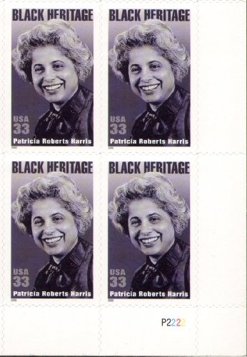 2000 PATRICIA ROBERTS HARRIS ~ BLACK HERITAGE 3371 Plate Block of 4 x 33 cents US Postage Stamps