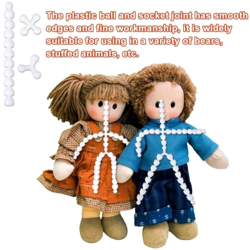 craftshou 180 Pcs 16 mm DIY Plastic Doll Armature Set with Connectors Joints Moveable Doll Skeleton Body Figure Frame for DIY Dolls Accessory Crafts