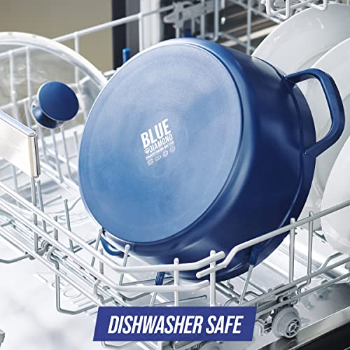 Blue Diamond Cookware Diamond Infused Ceramic Nonstick, 5.5Qt Dutch Oven With Glass Lid, Lightweight Design, Pfas-Free, Dishwasher Safe, Blue #TOP7