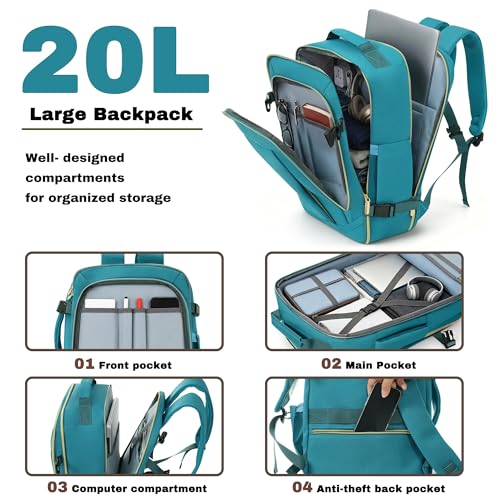 Image of Hardside Luggage Sets, Lightweight Stripes Suitcase with Spinner Wheels, Blue 20