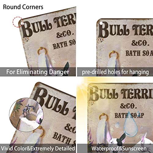 Vintage Metal Tin Signs Bull Terrier Co. Bath Soap Wash Your Paws Tin Signs Vintage Retro Bar Club Cave Home Wall Bathroom Decor 12X8 Inches #TOP3