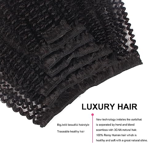 Abh Amazingbeauty Hair Clip In Afro Kinky Curly Hair For Black Human Hair Extensions Double Wefted Natural Hair Clip Ins 4A Clip Ins Hair Extensions Afro, Natural Black, 120 Gram, 16 Inch #TOP5
