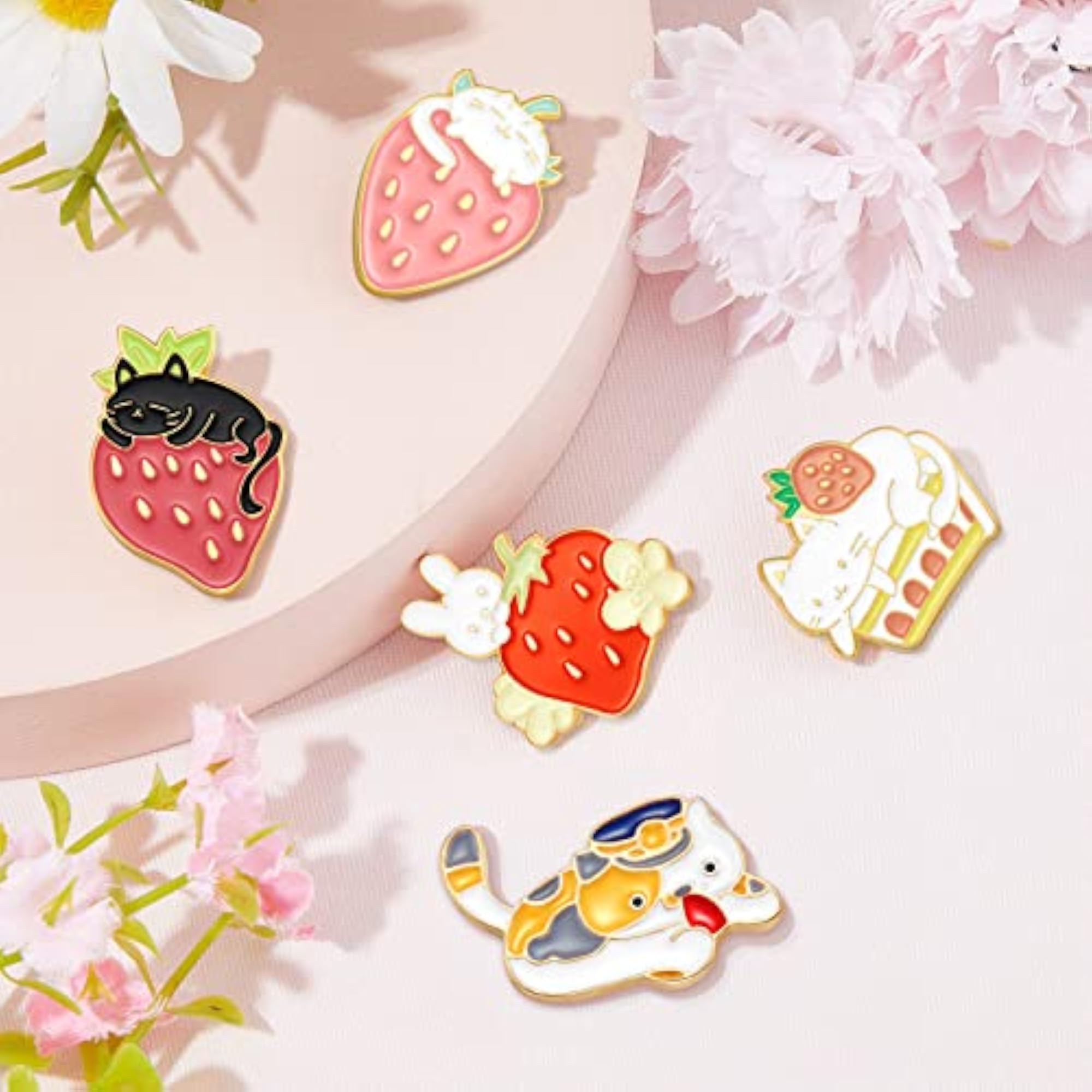 9 Piece Kawaii Cat Backpack Pins Set