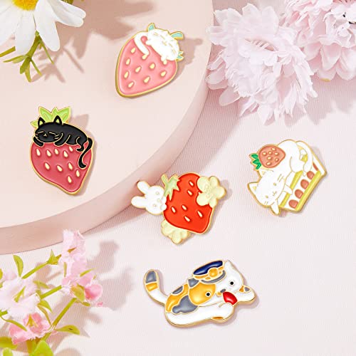 9 Pieces Cat Backpack Pins Kawaii Cute Pins Rabbit Cat Lapel Brooches Badges for Clothing Backpacks3