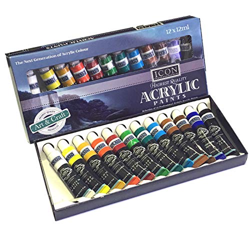 Icon Acryl 12 x 12 ml Malen Röhren (12 ASST Farben)