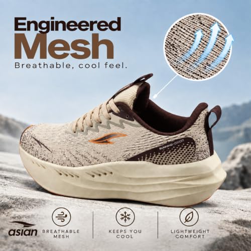 Image of ASIAN Aerofoam-01 Men's Running Shoes with Breathable Mesh Upper | Energy Return Sole, Lace-Up Fit & Lightweight Comfort