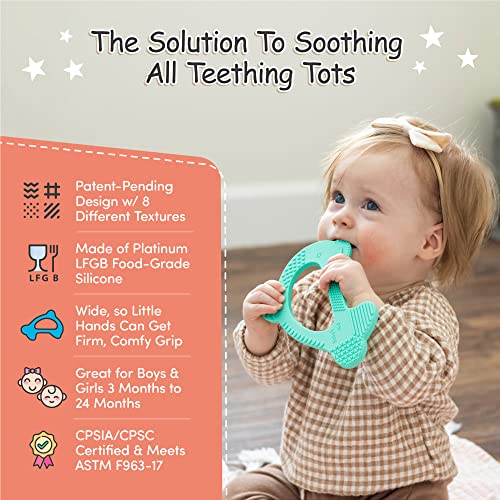 Baby's Aid Advanced Dolphin Teething Toy - Soothes Gums & Effective Teething Relief For Babies - Easy To Hold, Bpa Free, Multi-Textured Silicone - Baby Teether Toys For Boys & Girls 3-24 Months #TOP2