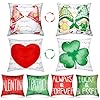 Ramede St Patricks Day Pillow Covers 18×18 Set of 4 Double Sided Holiday Decor Shamrock Heart Throw Pillow Cushion Cover Outdoor Linen Decorative Farmhouse Valentines Day