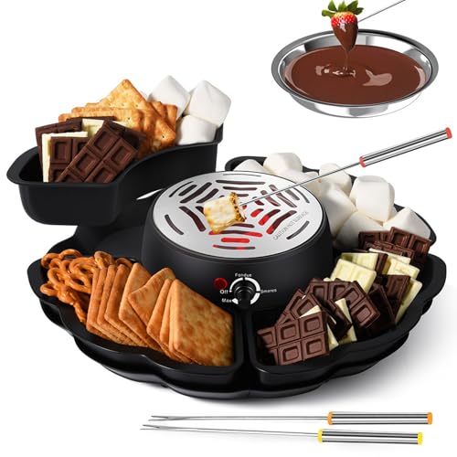 Juego de máquina eléctrica S'mores 2 en 1 y fondue de chocolate con control de temperatura, incluye 10 accesorios para fiestas en interiores, noches de cine y regalos