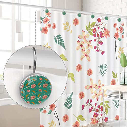 Crochets de rideau de douche acier inoxydable fleurs feuilles 12x - 5