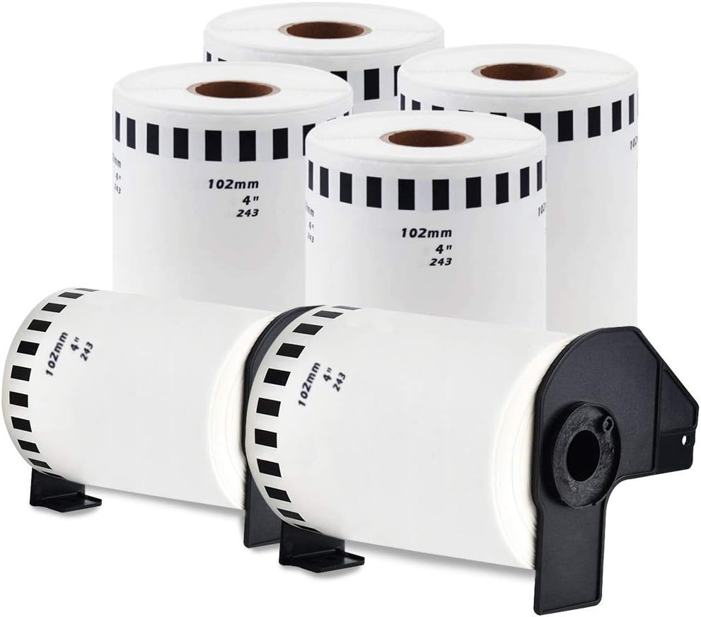 enKo - Compatible DK-2223 Continuous Paper Labels (2 Inch x 100 Feet) Compatible for Brother QL Label Printers - 6 Rolls + 2 Refillable Cartridges
