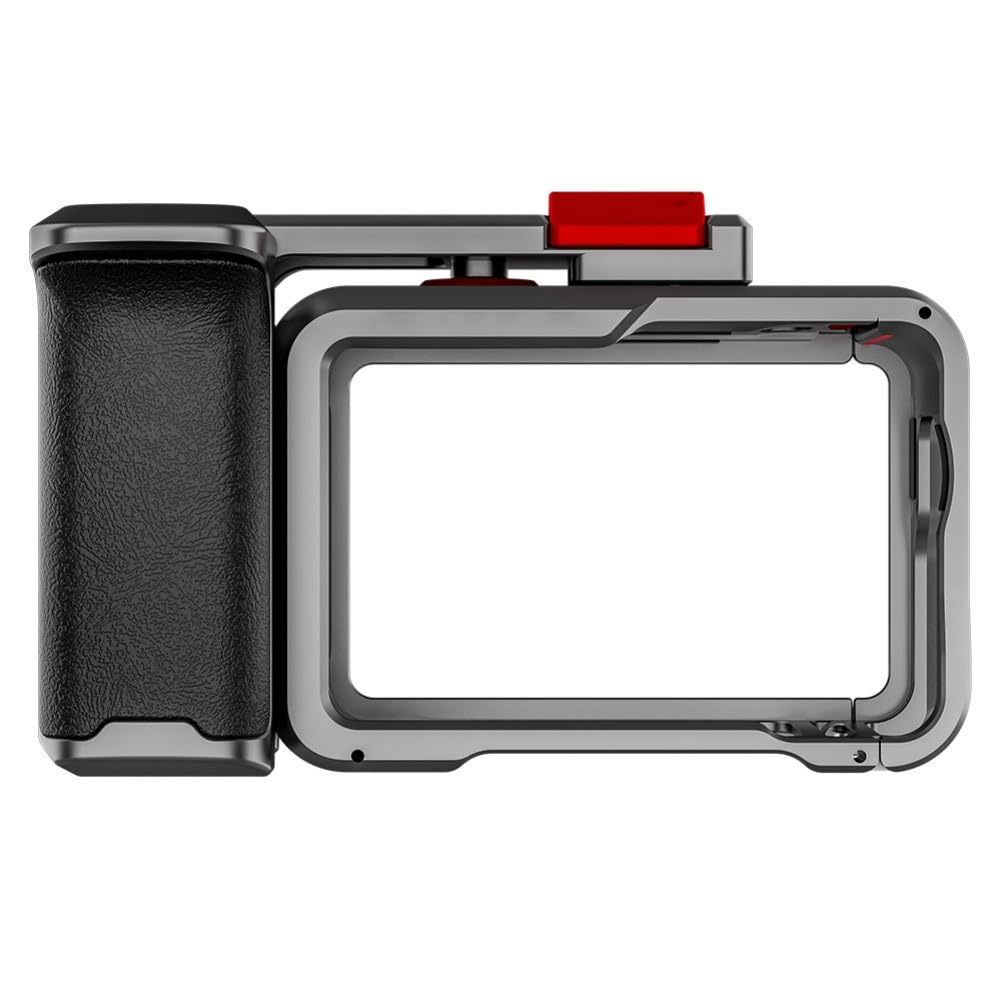 Kit de jaula de aleación de aluminio y mango de agarre para DJI para osmo Action 6, soporte compacto para fotografía de calle con marco de expansión para luz de micrófono, gris