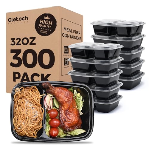 Image of Glotoch Express 300 Pack 32 oz 2-Compartment Meal Prep Containers with Lids