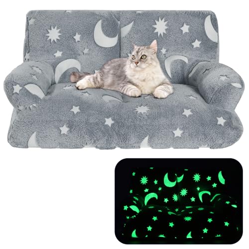 MABOZOO Pet Couch Bed, Cat Couch Cat Sofa Glow in The Dark with Non-Slip Bottom, Cat Couch Pet Sofa Bed Puppy Sleeping Bed for Medium Small Dogs, Cats up to 25 lbs (Gray)