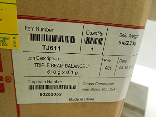 Ohaus TJ611 Triple Beam Jr. Mechanical Balances, 610g Capacity, 0.1g Readability, - Thumbnail 4