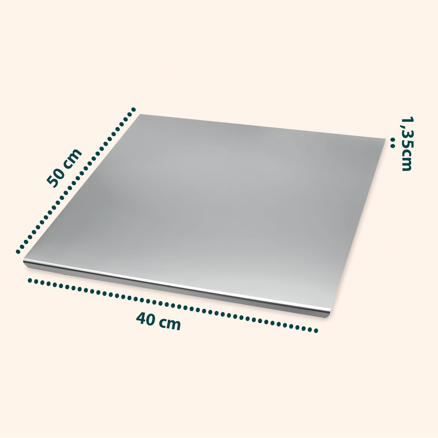 Avilia - Tagliere Acciaio Inox 40x50cm Antibatterico per Impastare e Cucina Professionale, Piano di lavoro igienico - per impastare Pane, Pizza, Dolci