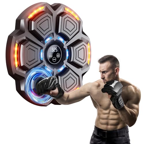 CRECAD Music Boxing Machine für Erwachsene - Bluetooth Elektronische Boxmaschine mit Musik Boxen mit Boxhandschuhen - LED Licht Musikboxing Maschine mit 9 Geschwindigkeitsmodi und Zählmodus