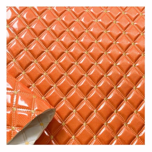 Tissu en cuir synthétique matelassé orange pour veste et sac à main