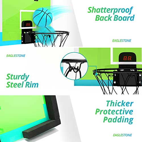 Eaglestone Kids Basketball Hoop Indoor Mini Basketball Hoop Over The Door Electronic Scoreboard, Room Basketball Hoop 2 Balls, Door Mount Basketball Toy For Toddler Boys & Girls Ages 3-12 Years #TOP2