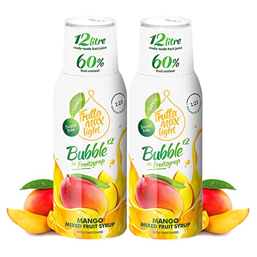2 paquetes - Light - Bajo en carbohidratos - Jarabe de fitness de FruttaMax | Azúcar Cero | con Stevia | 50-60% Contenido de Fruta (2x500ml) (2 x Mango Light)