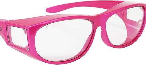 Miniatura 6 de Global Vision Escort - Lentes transparentes que se ajustan sobre los lentes de seguridad ANSI Z87.1, Lente transparente con montura rosa