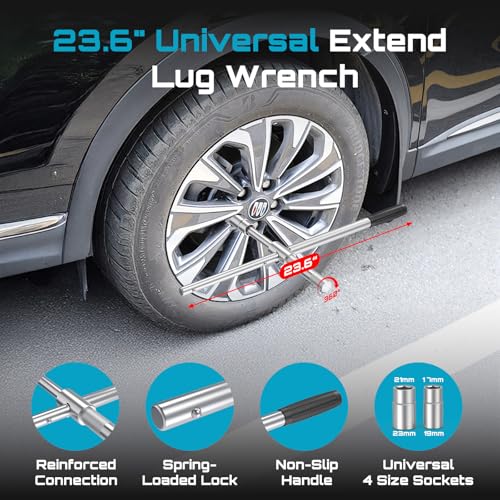 SEESII Electric Cordless Car Jack: 5Ton 21V Battery Hydraulic Car Jack with Built-in Tire Inflator & Universal Wrench, Portable Emergency Tire Change Tool for SUV Sedan MPV Pickup Truck Repair - Thumbnail 6