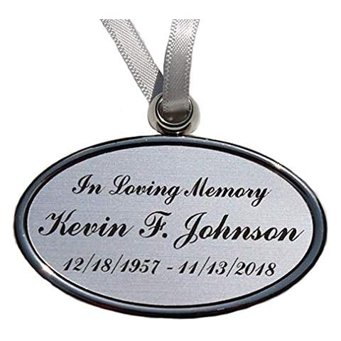 Liliane Memorials Silver Oval Engraved Medallion - Engraved hanging plate plaque for urns - Smooth satin ribbon - Heavy brass construction Cover