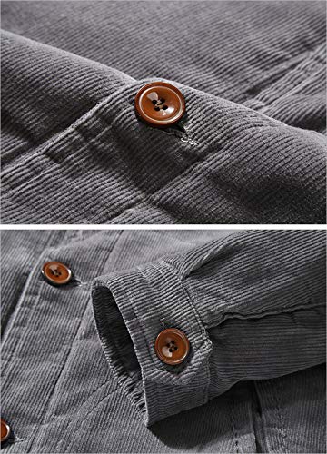 Image of ebossy Men's Single Breasted Sherpa Lined Corduroy Trucker Jacket