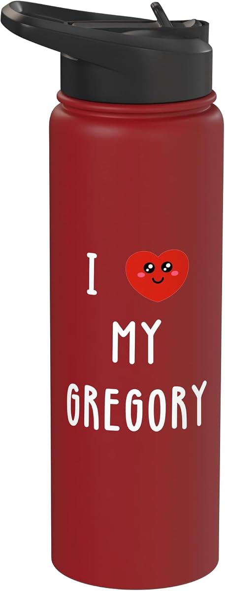 Amo mi nombre de Gregory Divertida botella de agua aislada de acero inoxidable