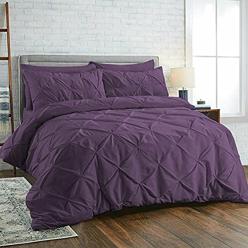 Diamond Pleated Pintuck Duvet Cover Set with Pillow Cases 100 Cotton